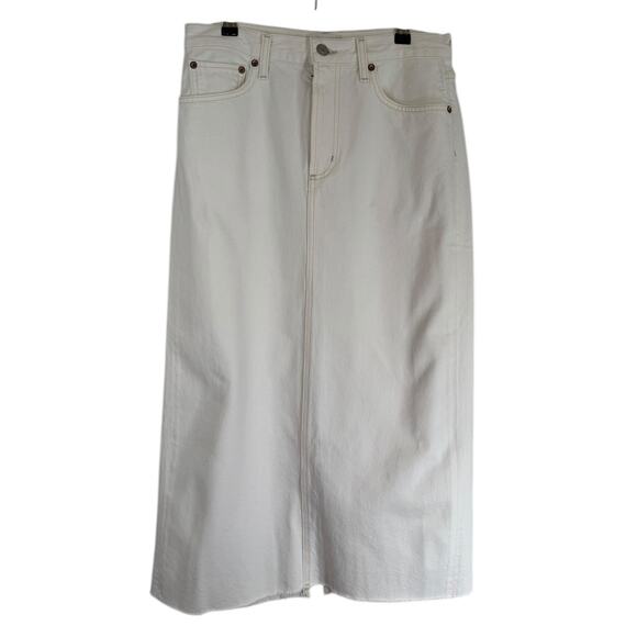 NWT Agolde Della Midi Denim Skirt Milkshake White 27 Minimal Designer - Picture 4 of 12